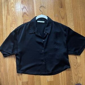 Abercrombie & Fitch Black Button-Down Short Sleeve Shirt
